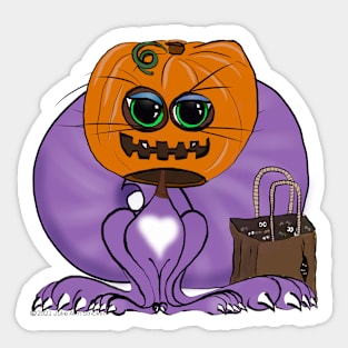 Boo-Boo Pumpkin Head, Trick or Treat Kitty Sticker